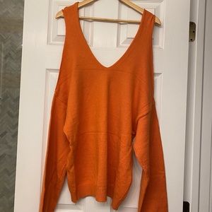 BRAND NEW orange cold shoulder sweater